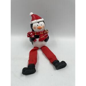Vintage Christmas Penguin Shelf Sitter With Dangle Legs